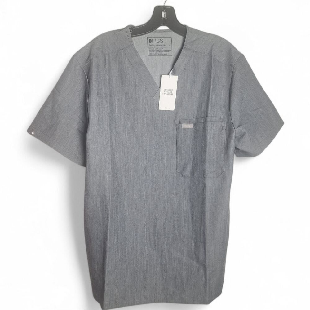 Figs Short Sleeve Scrub Shirt Leon 3 Gray Pocket Top Medium Mens